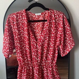 Sienna Sky Vibrant Red Floral shirt